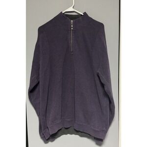 Tommy Bahama Men's Sweater‎ Size Large Purple Gray Reversible 1/4 Zip Pullover